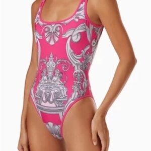 Versace Pink and Gray  Women's One Piece Swimsuit Reversable